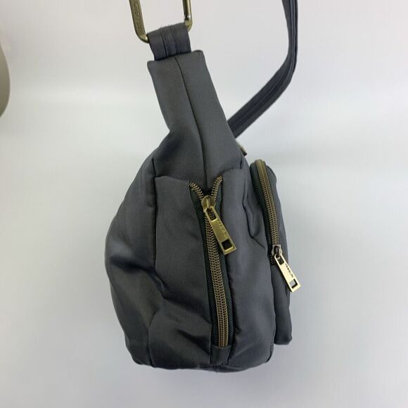 Travelon Crossbody Purse Double Gusset Pockets Zip With Flap Snap Wallet Gray - Picture 4 of 15